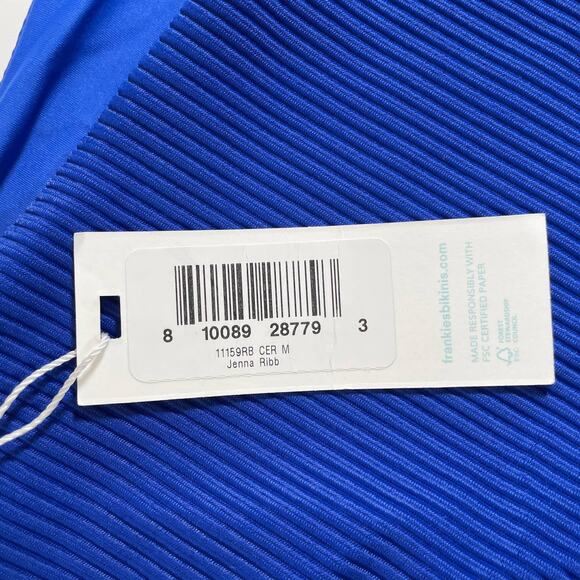 NWT FRANKIES BIKINIS Women's Ribbed Bikini Jenna Bottom Blue Size Medium Swim - Picture 7 of 8